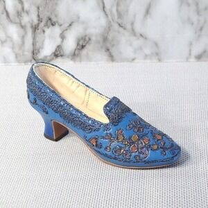 Just the Right Shoe By Raine The Empress‎ Mini Ceramic Blue/Gold Tone Figurine
